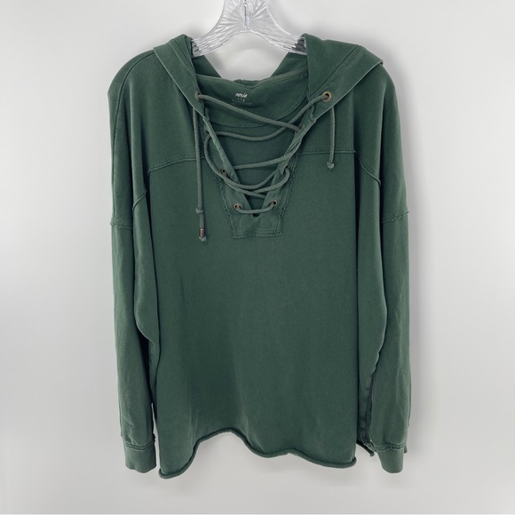 aerie Tops - Aerie Dark Green Criss Cross Sweatshirt